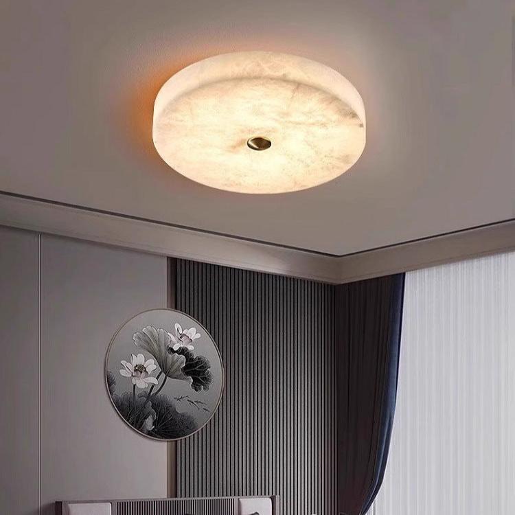 Lampe de plafond LED ronde encastrée en albâtre