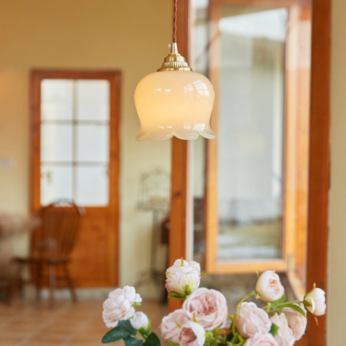 Maison Charm French Cream Glass Pendant Light