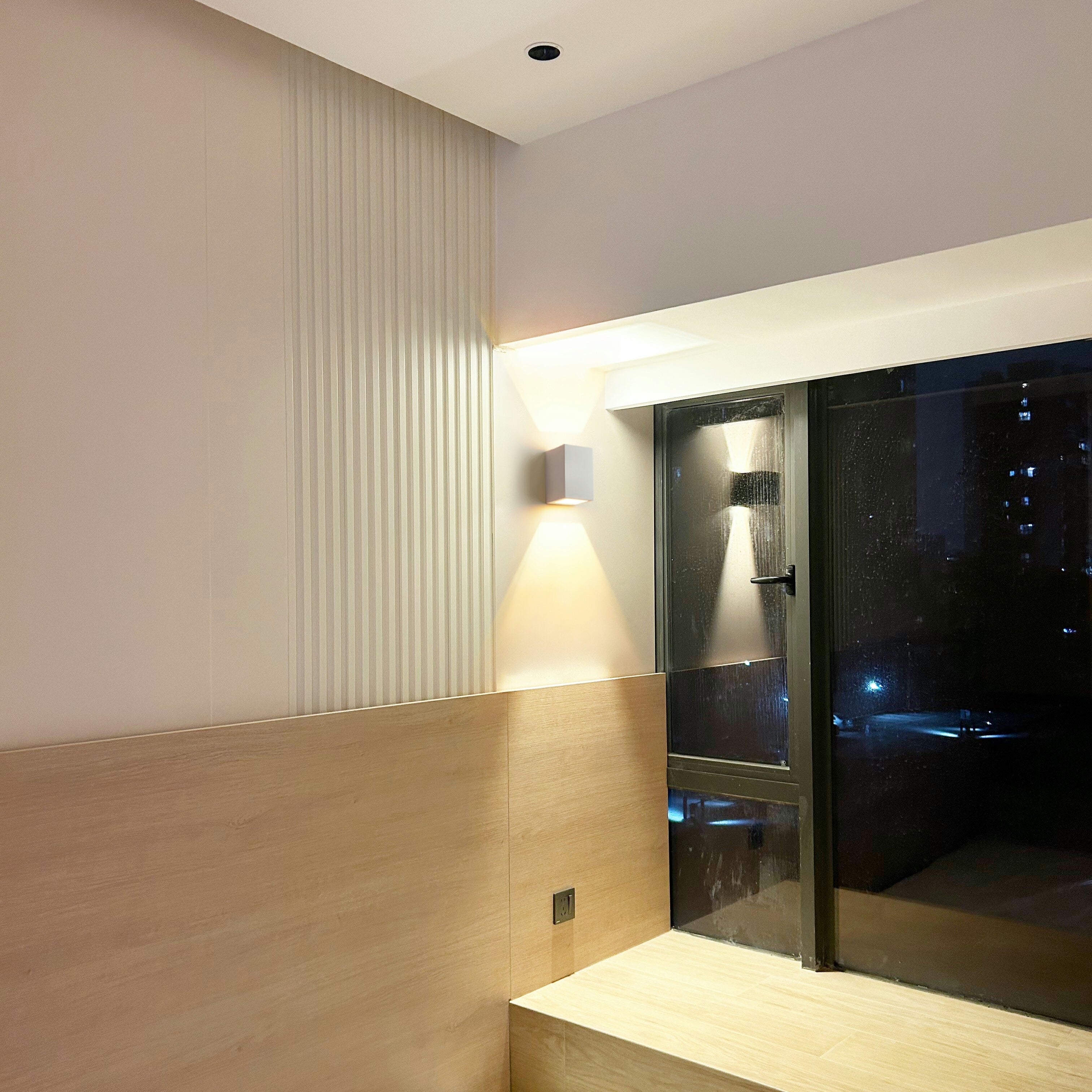 Lume Minimalist Stone Travertine Cube Wall Light