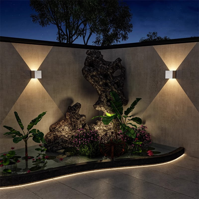 Lume Minimalist Stone Travertine Cube Wall Light