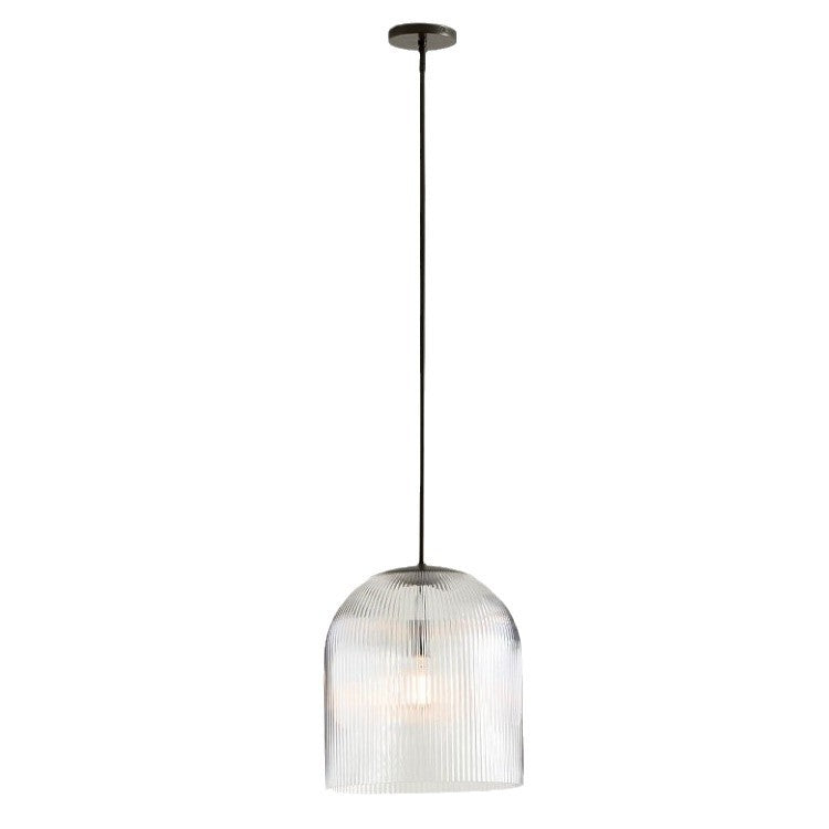 Farmhouse Cooper Ribbed Glass Pendant Light