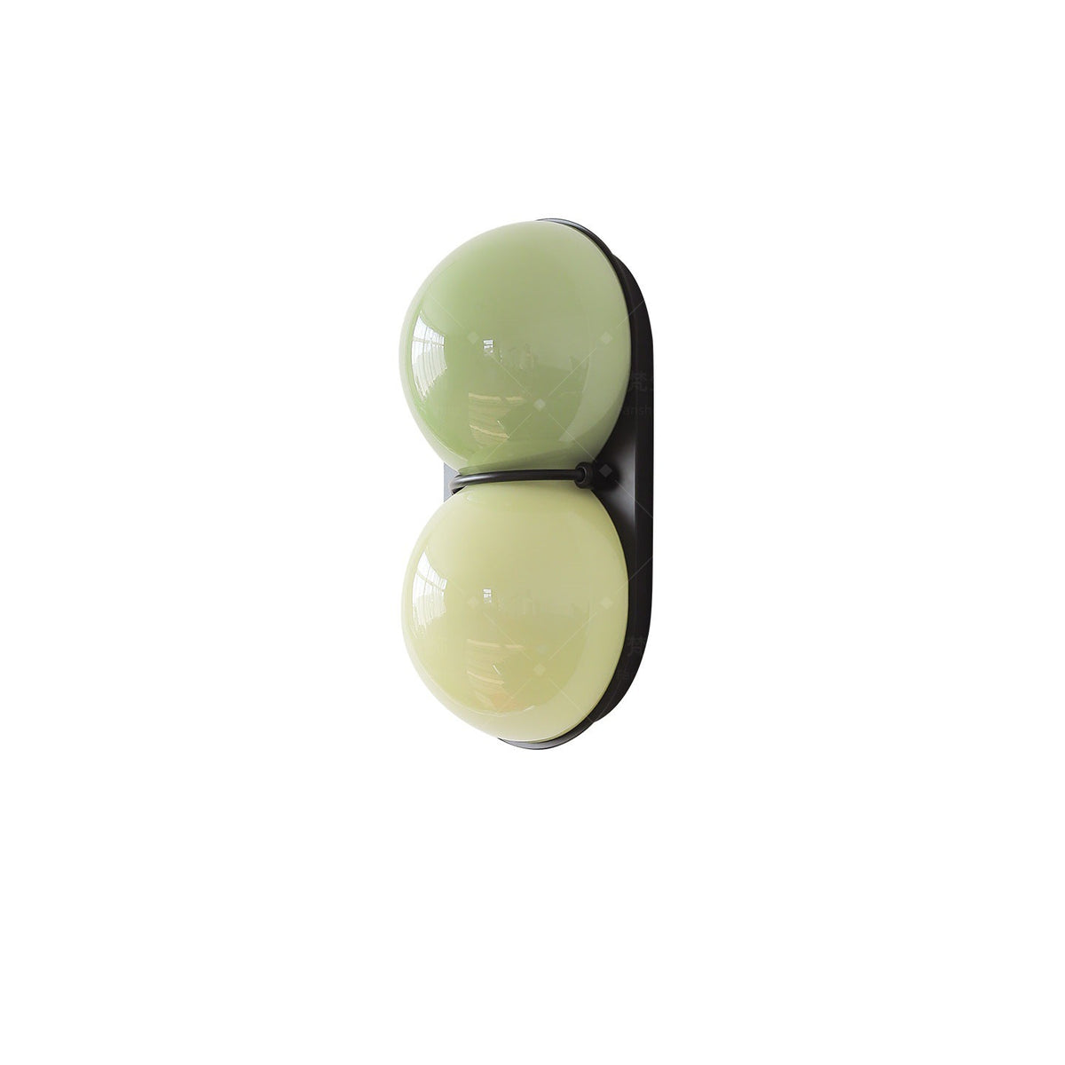 Maren mint twin glass wall light with black frame on white