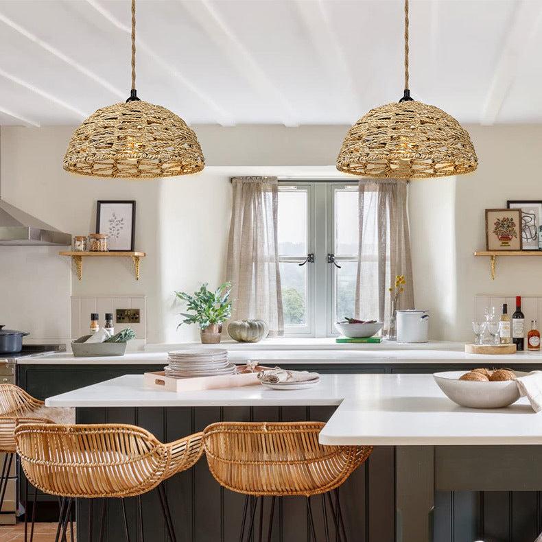 Retro Hand-Woven Cotton Rope Pendant Light