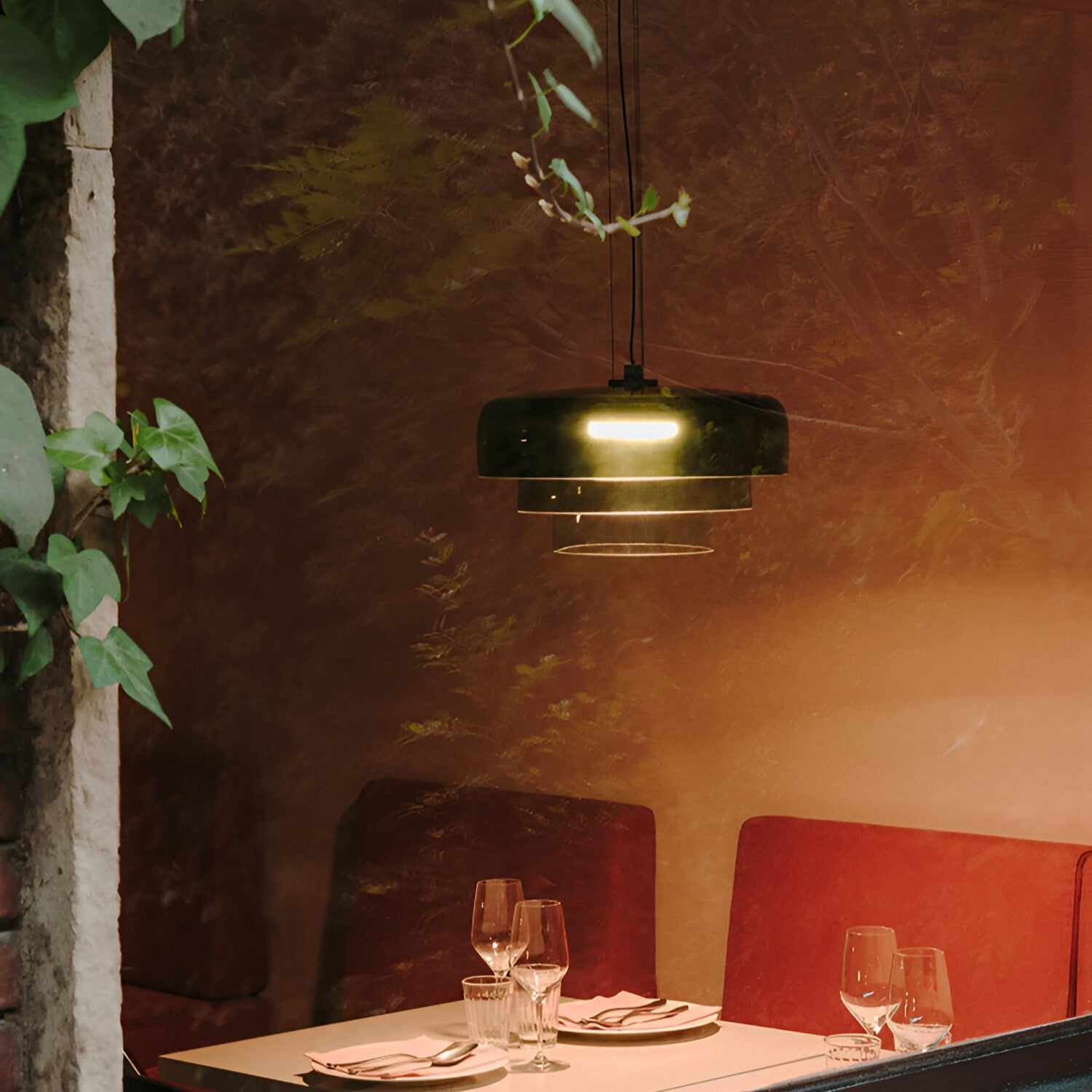 Lampe à Pendentif en Verre Céleste