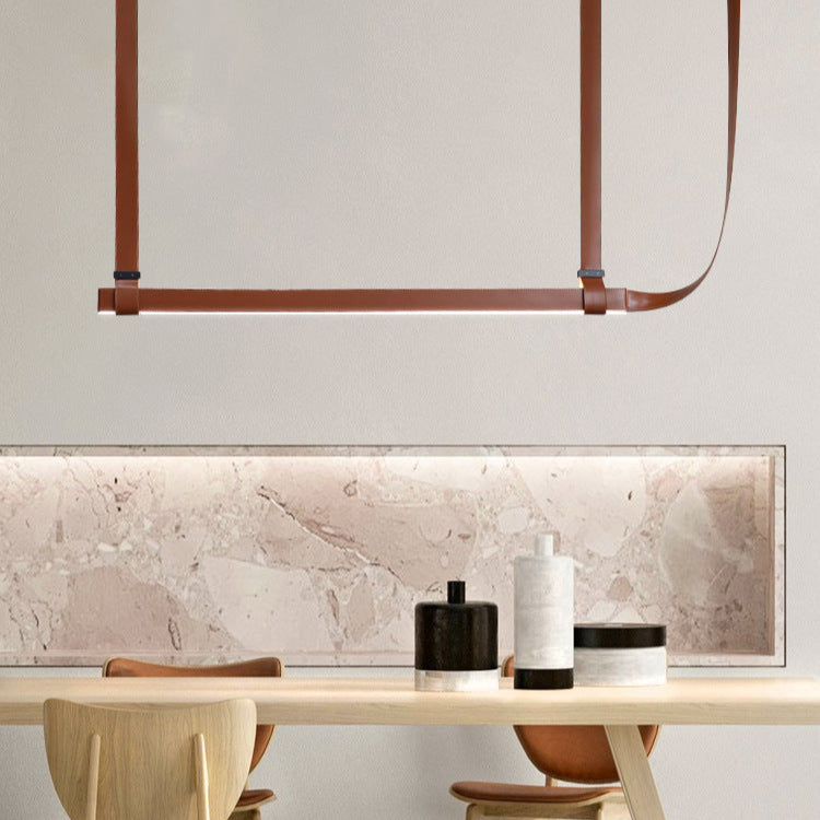 Luxen Minimalist Leather Linear Chandelier