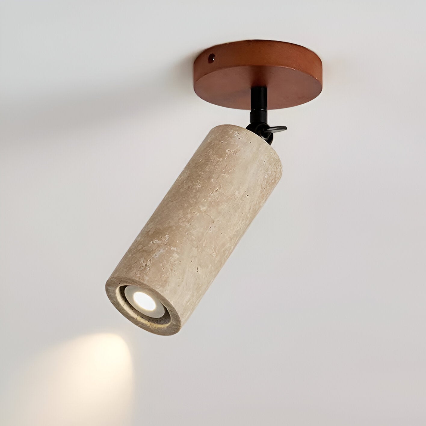 Gelbe Travertin Holz verstellbare Decken- und Wandleuchte