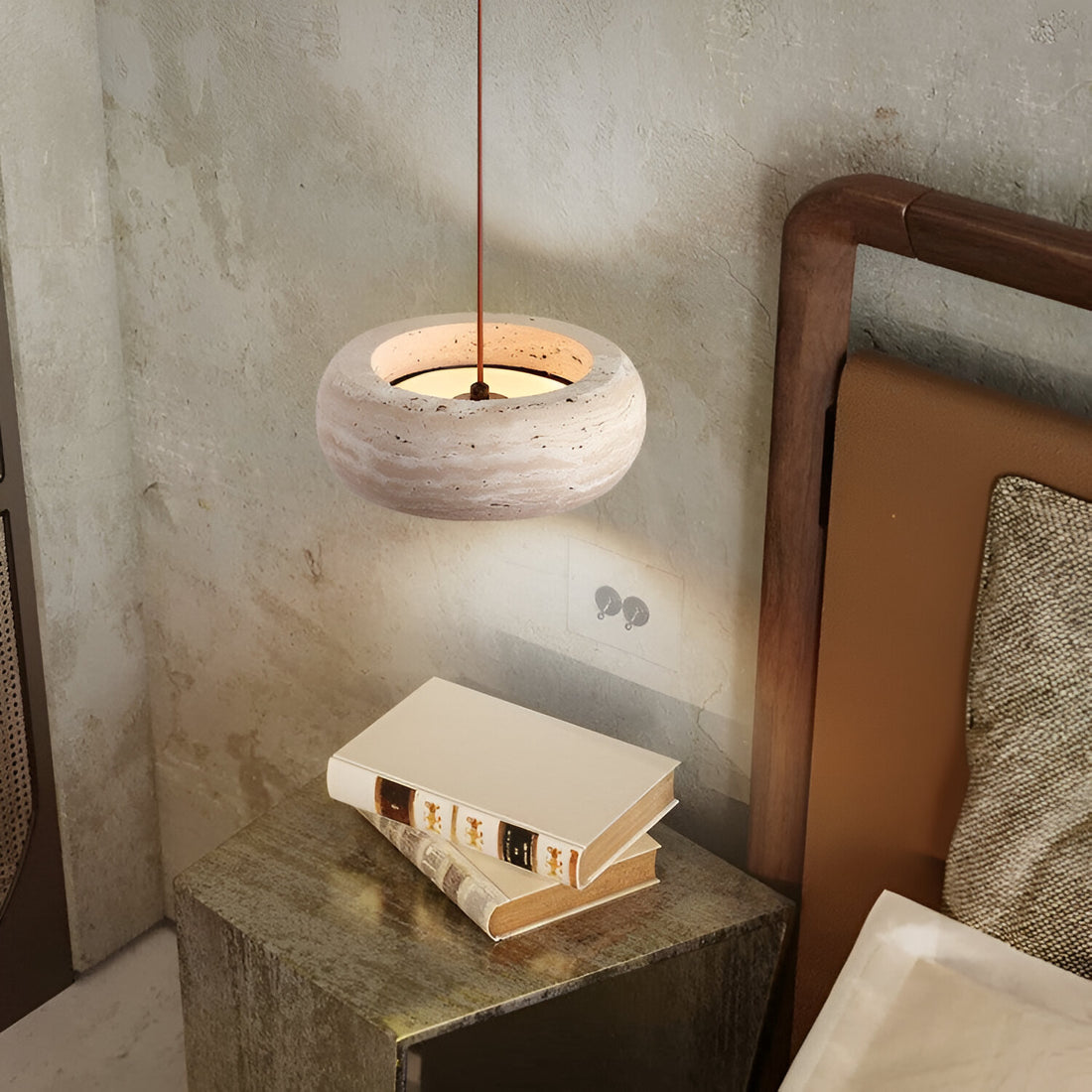 Wabi Sabi Style Travertine Stone Pendant Light
