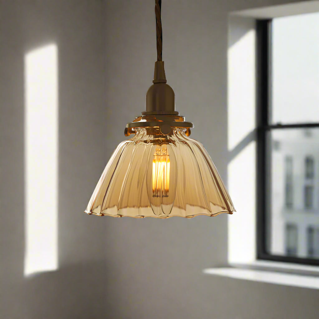 Jasmine Vintage Brass Glass Pendant Light
