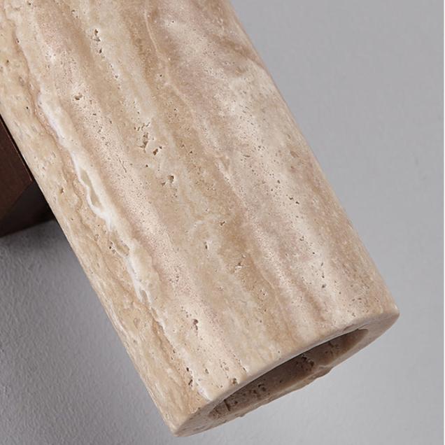 Japandi Tube Travertine Stone Minimalist Wall Light