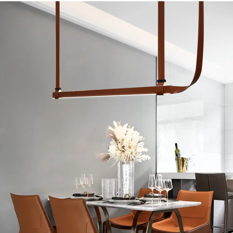 Luxen Minimalist Leather Linear Chandelier