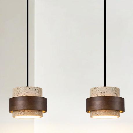 Yellow Travertine Japandi Minimalist Stone Pendant Light