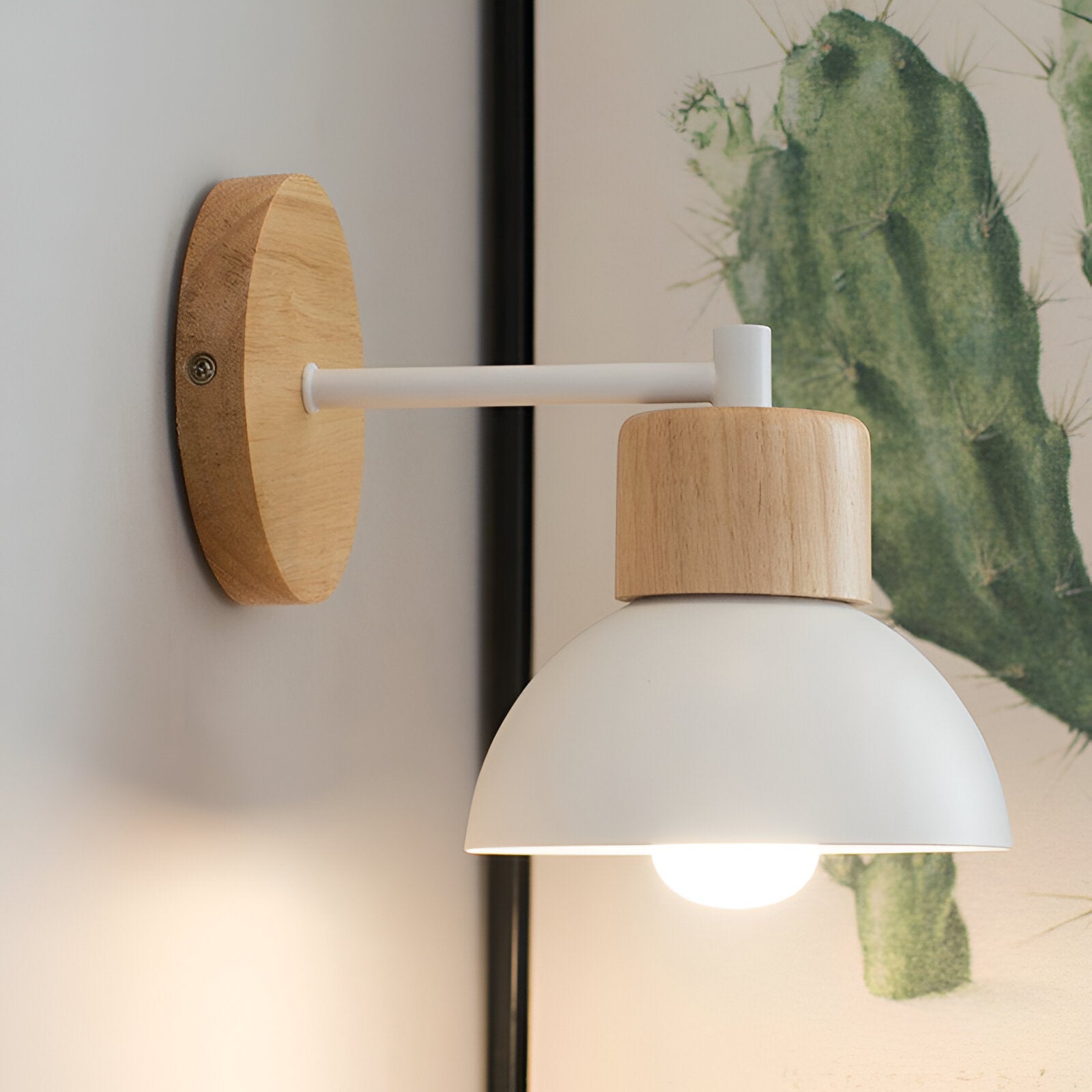 Nordic Wood Iron Shade Japandi Wall Light