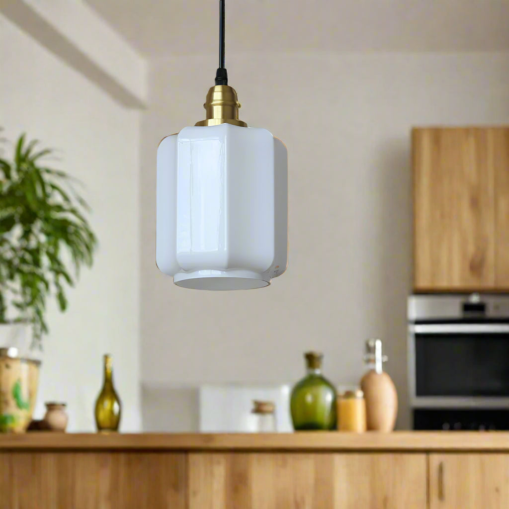 Aurelia Vintage Retro White Jade Glass Pendant Light