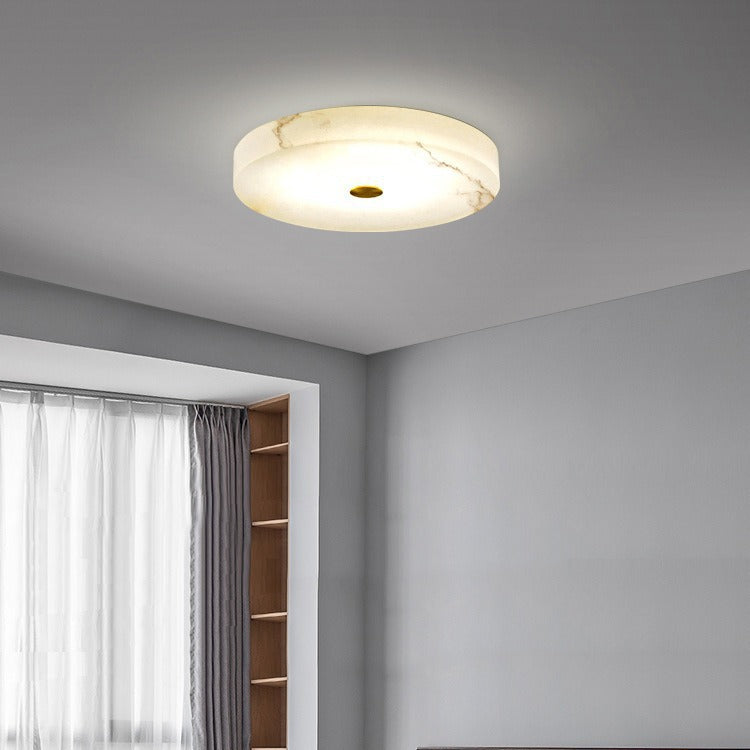 Lampe de plafond LED ronde encastrée en albâtre