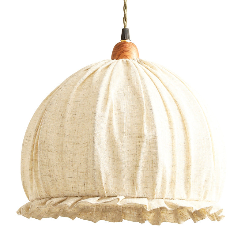 Tally Wood Japandi Linen Pendant Light