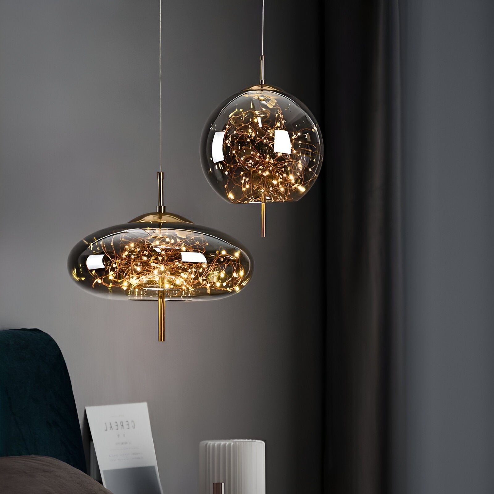 Lampe suspendue en verre moderne de luxe nordique