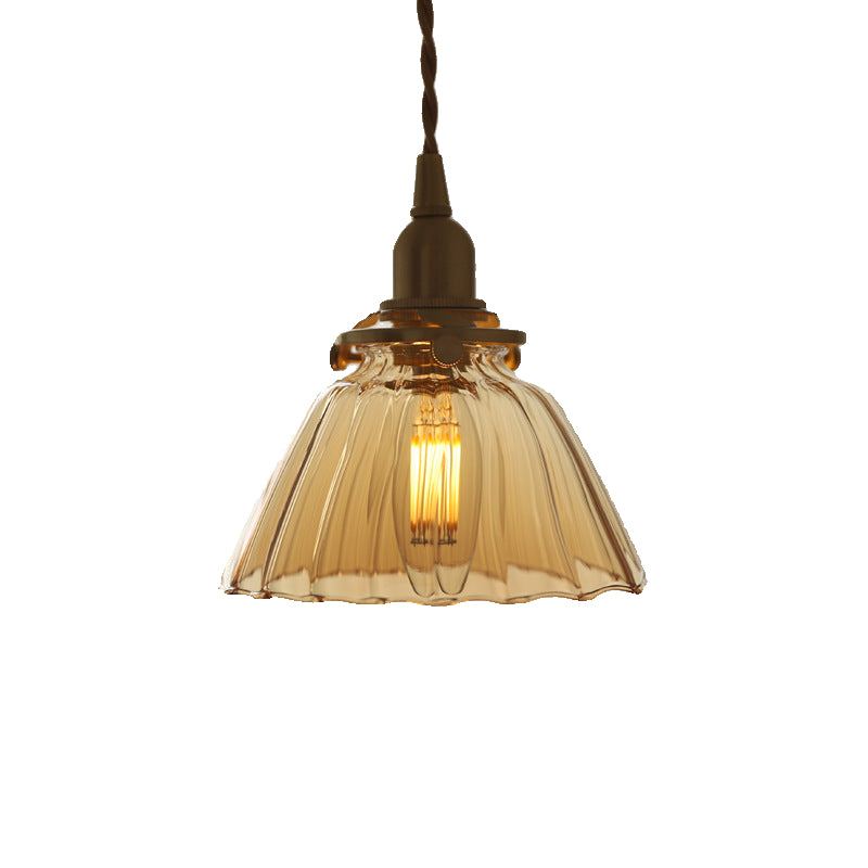Jasmine Vintage Brass Glass Pendant Light