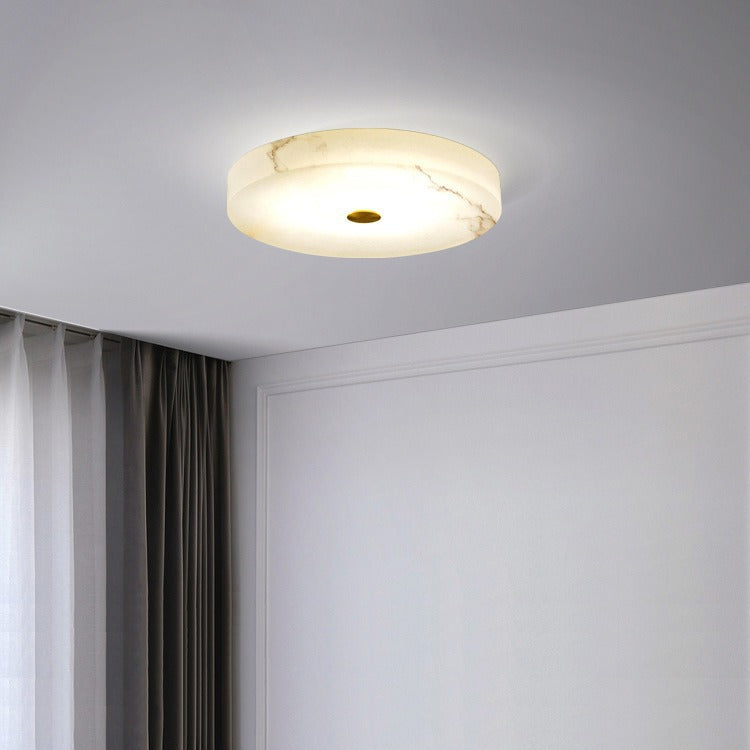 Lampe de plafond LED ronde encastrée en albâtre