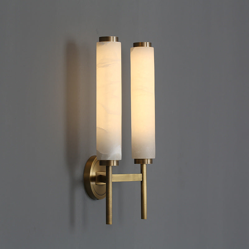 Elysian Grace Sculptural Alabaster Brass Wall Lamp