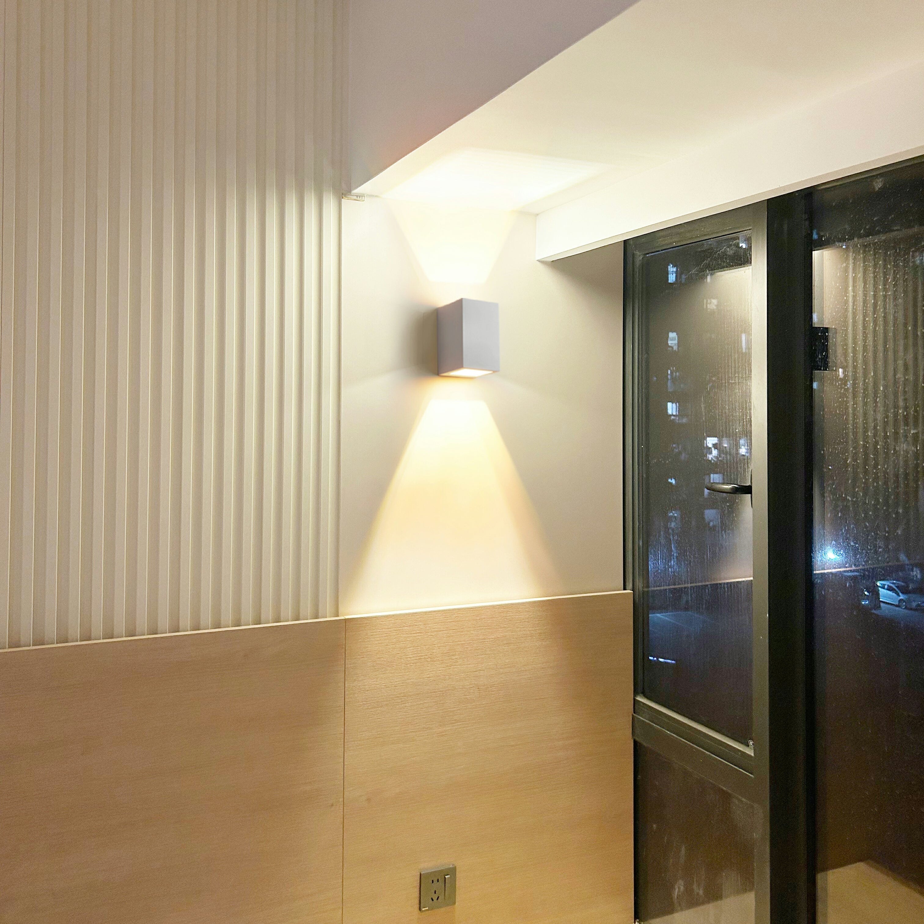 Lume Minimalist Stone Travertine Cube Wall Light