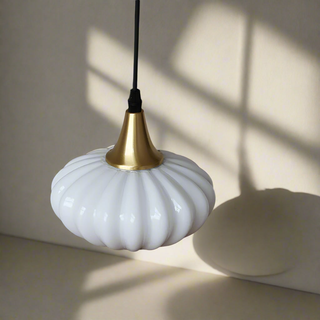 Aurelia Vintage Retro White Jade Glass Pendant Light