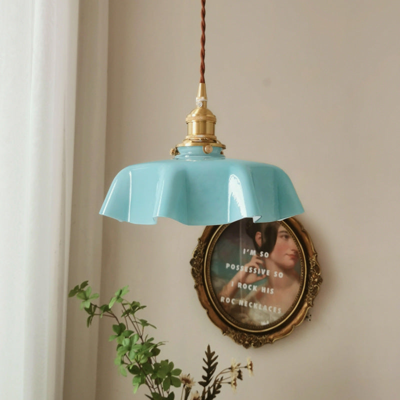 Blush Opaline Glass Retro Glass Pendant Light
