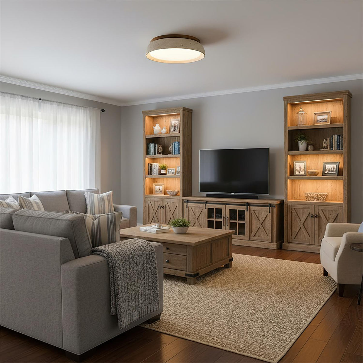 Aveline Modern Natural Travertine Ceiling Light