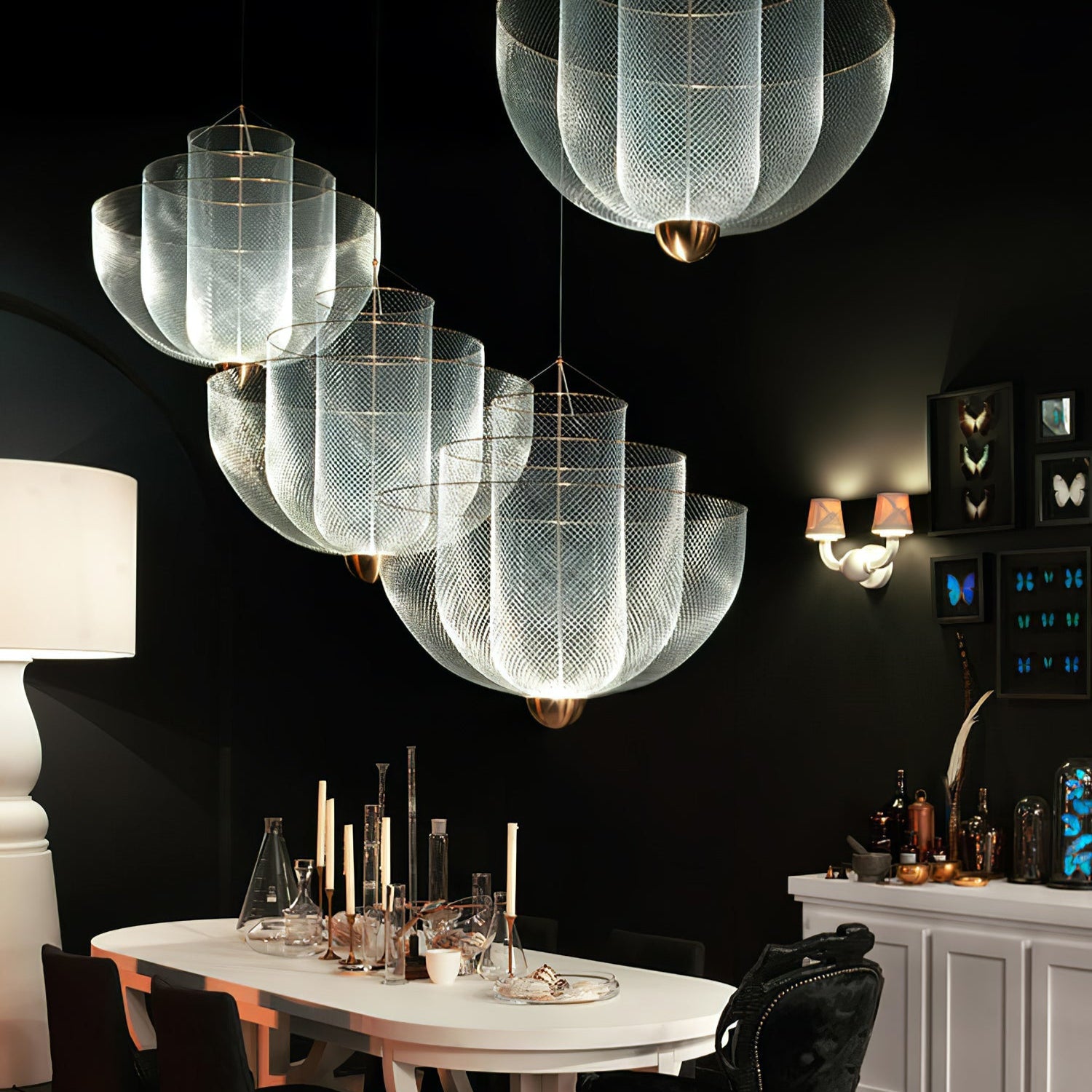 Radiant Wirelight Sculptural Japandi Metal Pendant Light