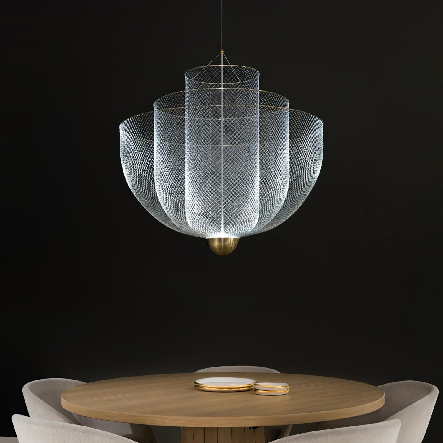 Radiant Wirelight Sculptural Japandi Metal Pendant Light