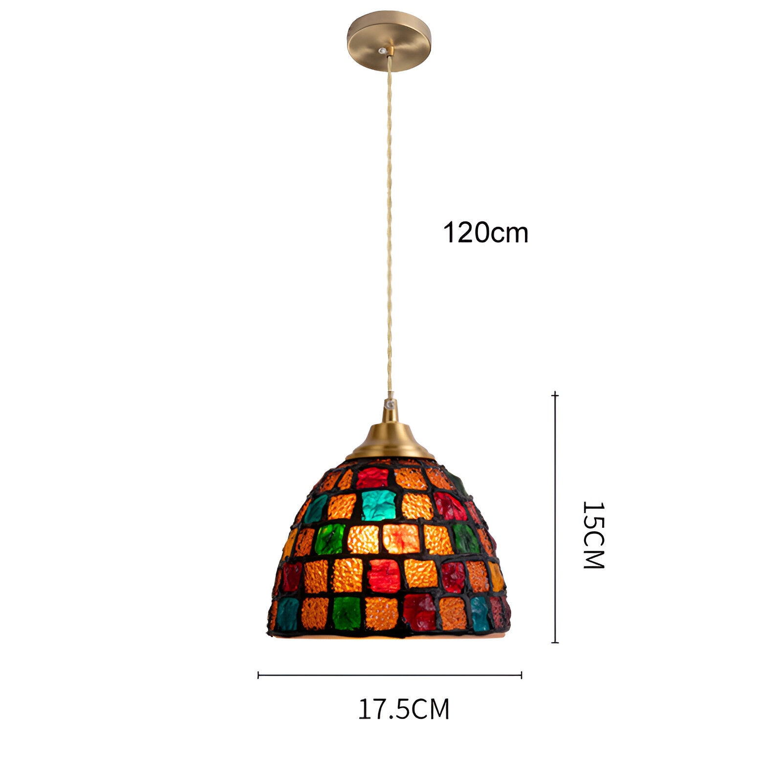 Retro Colorful Natural Shell Handcrafted Brass Pendant Light