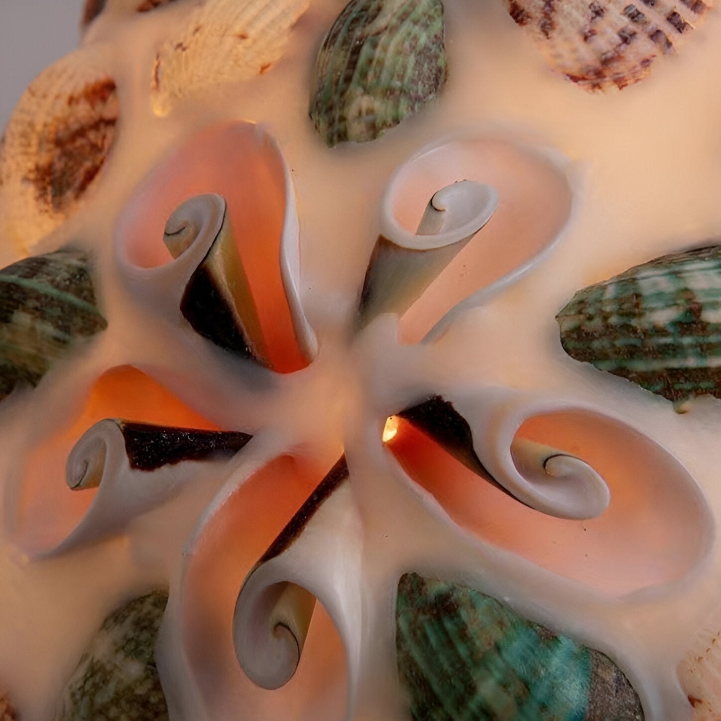 Retro Colorful Natural Shell Handcrafted Brass Pendant Light