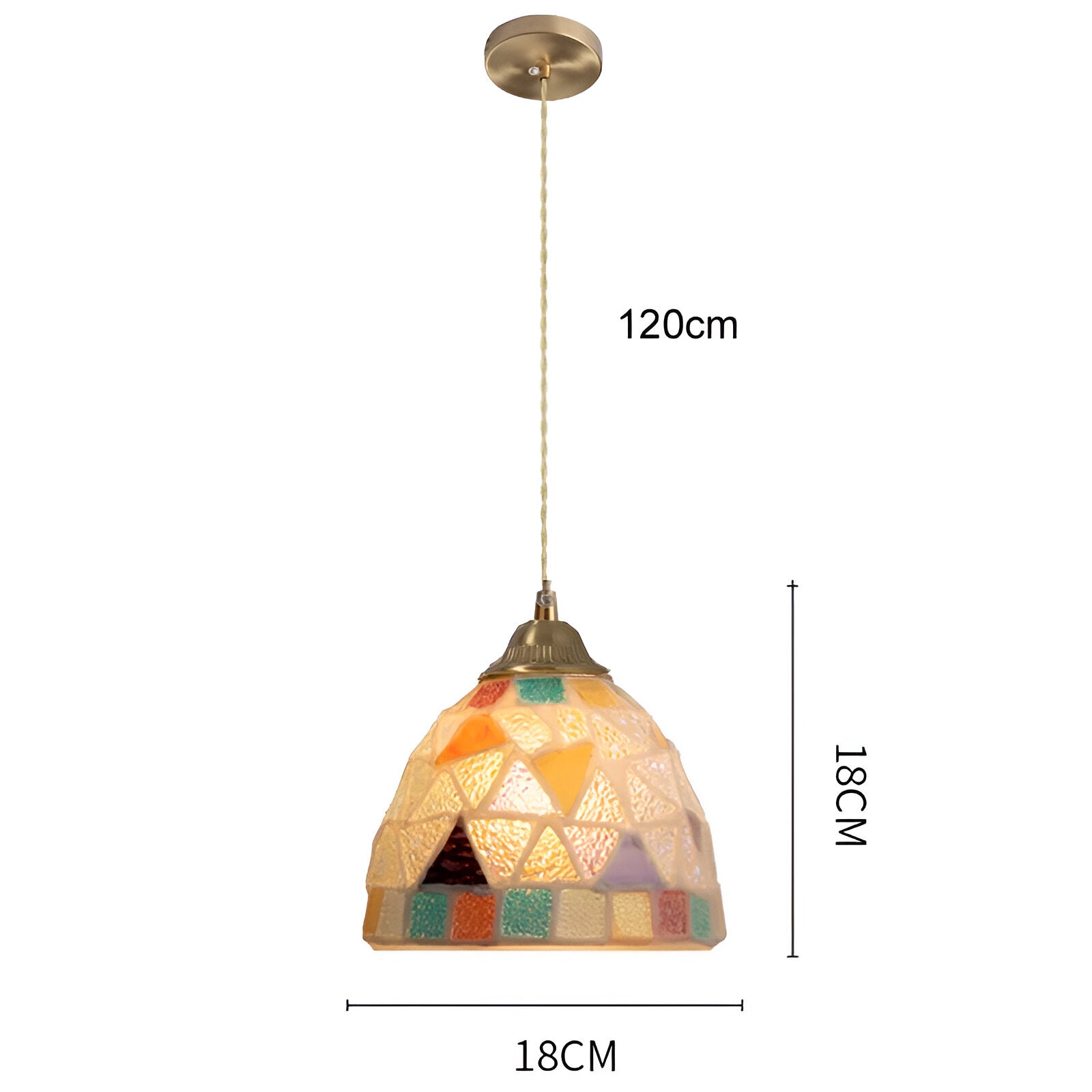 Retro Colorful Natural Shell Handcrafted Brass Pendant Light