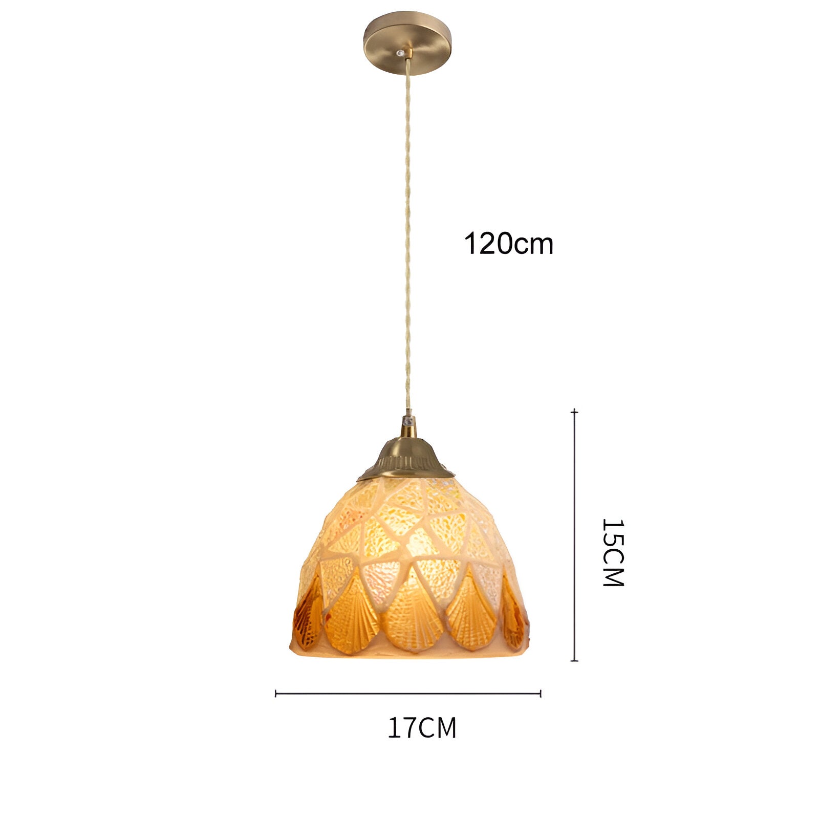Retro Colorful Natural Shell Handcrafted Brass Pendant Light