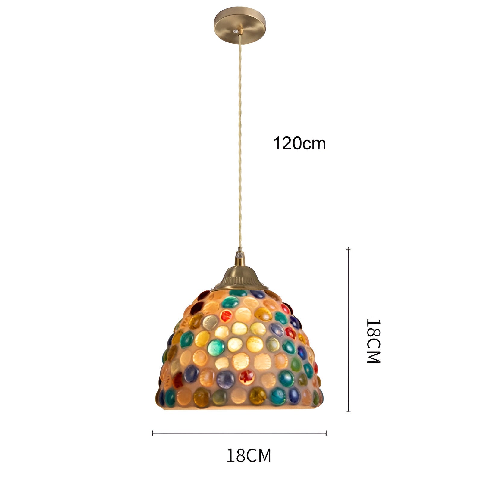 Retro Colorful Natural Shell Handcrafted Brass Pendant Light