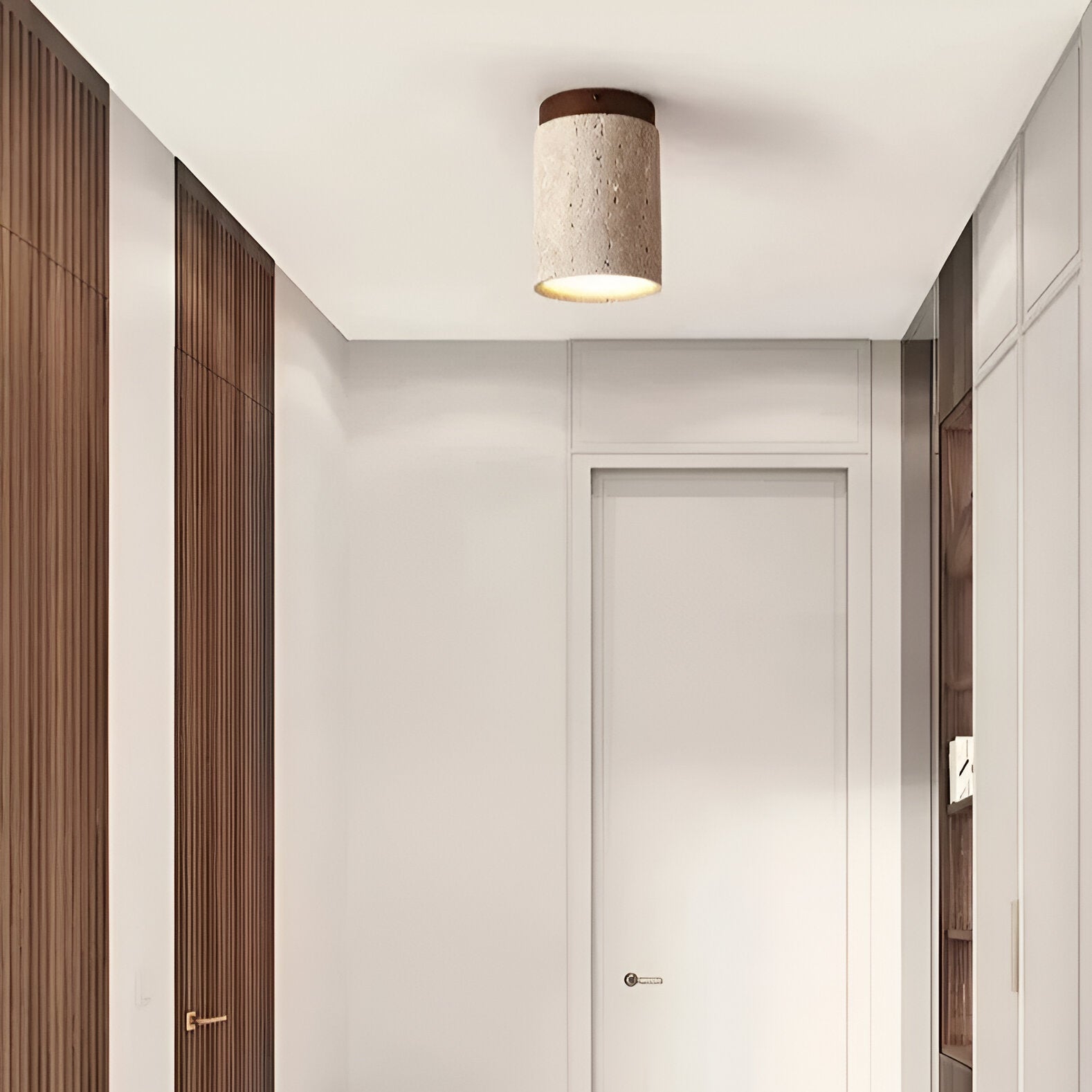 Retro Travertine Stone Flush Mount Ceiling Light