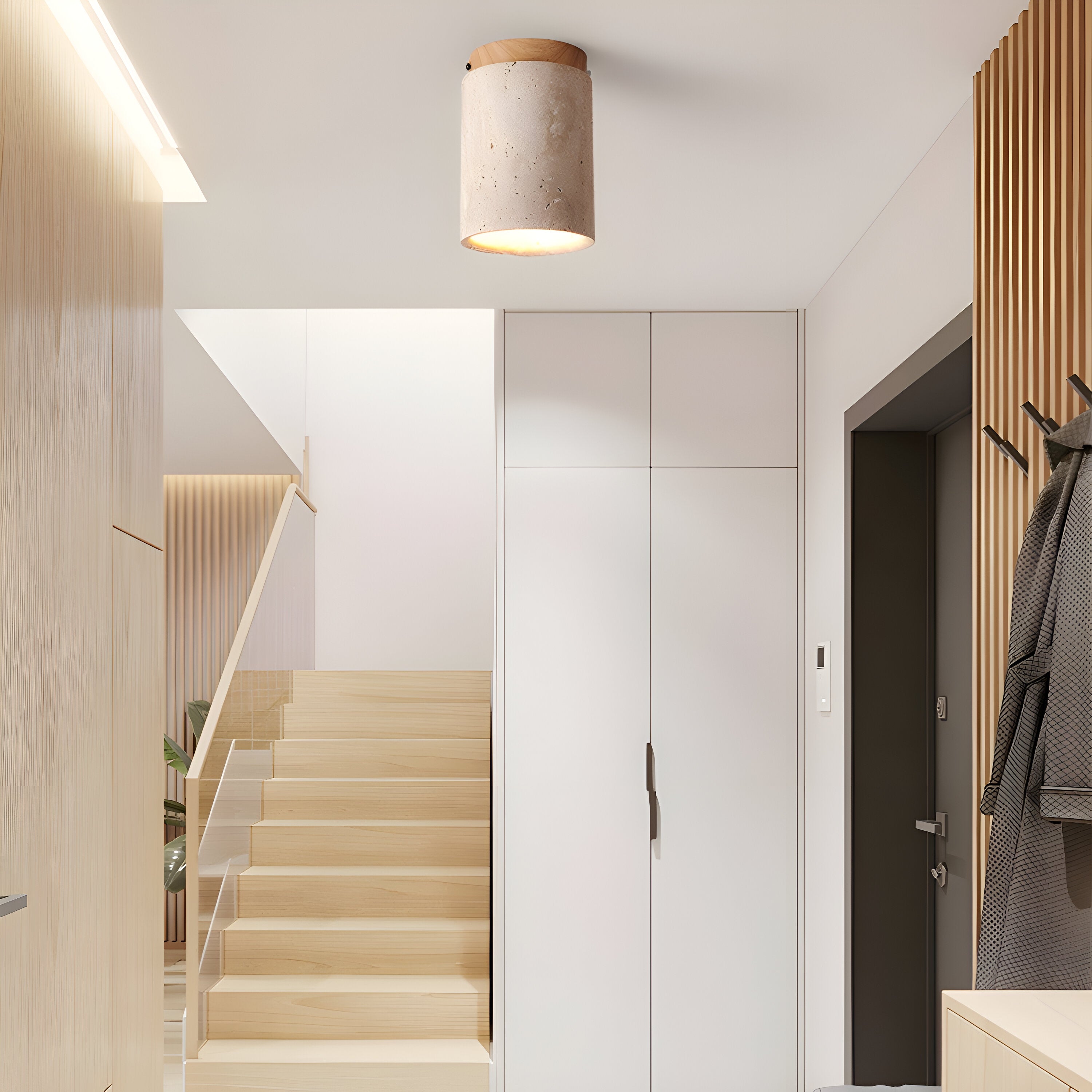 Retro Travertine Stone Flush Mount Ceiling Light