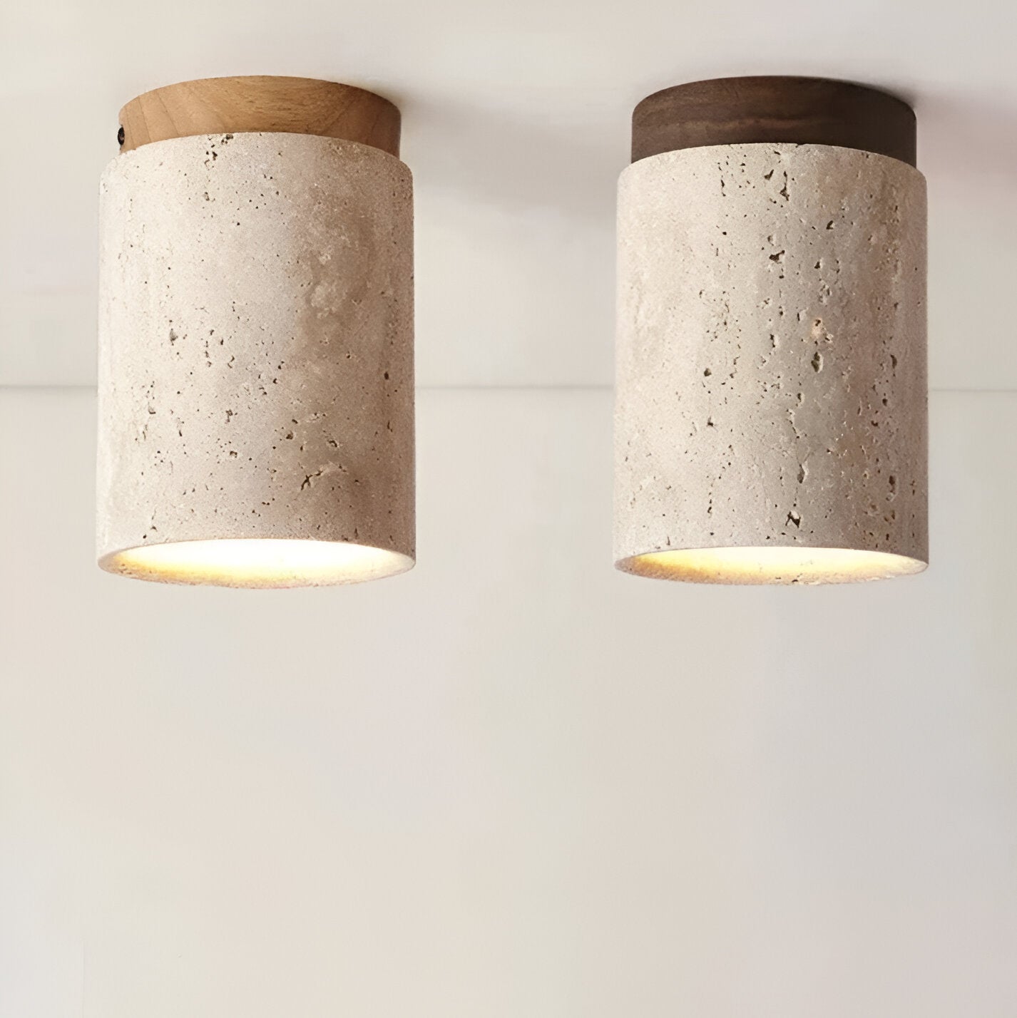 Retro Travertine Stone Flush Mount Ceiling Light