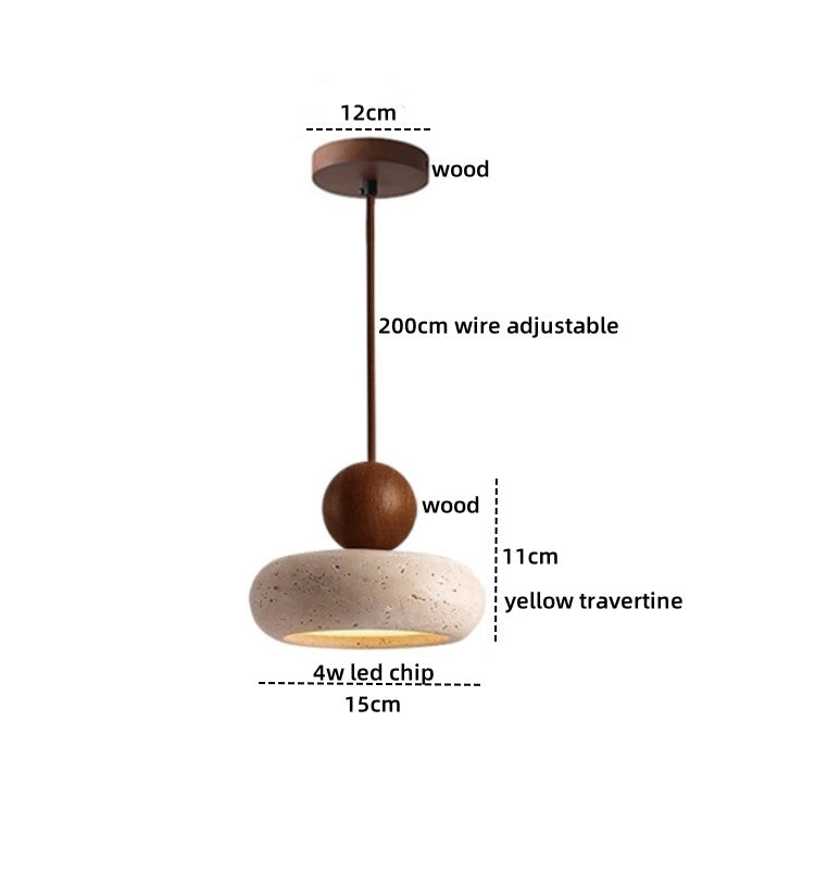 Retro Wabi-Sabi Natural Stone Travertine Pendant Light