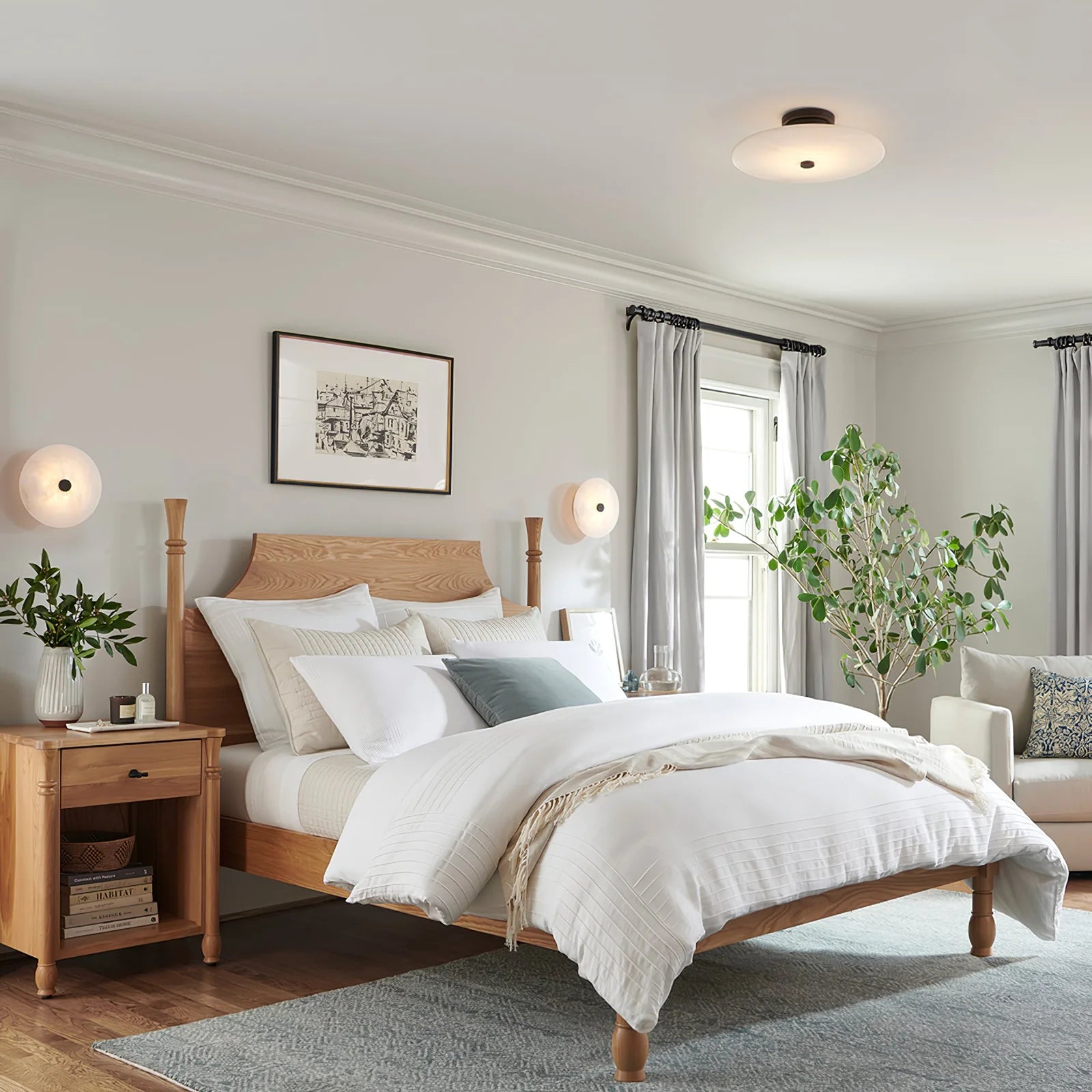 Ankeny Minimalist Alabaster Ceiling and Wall Light