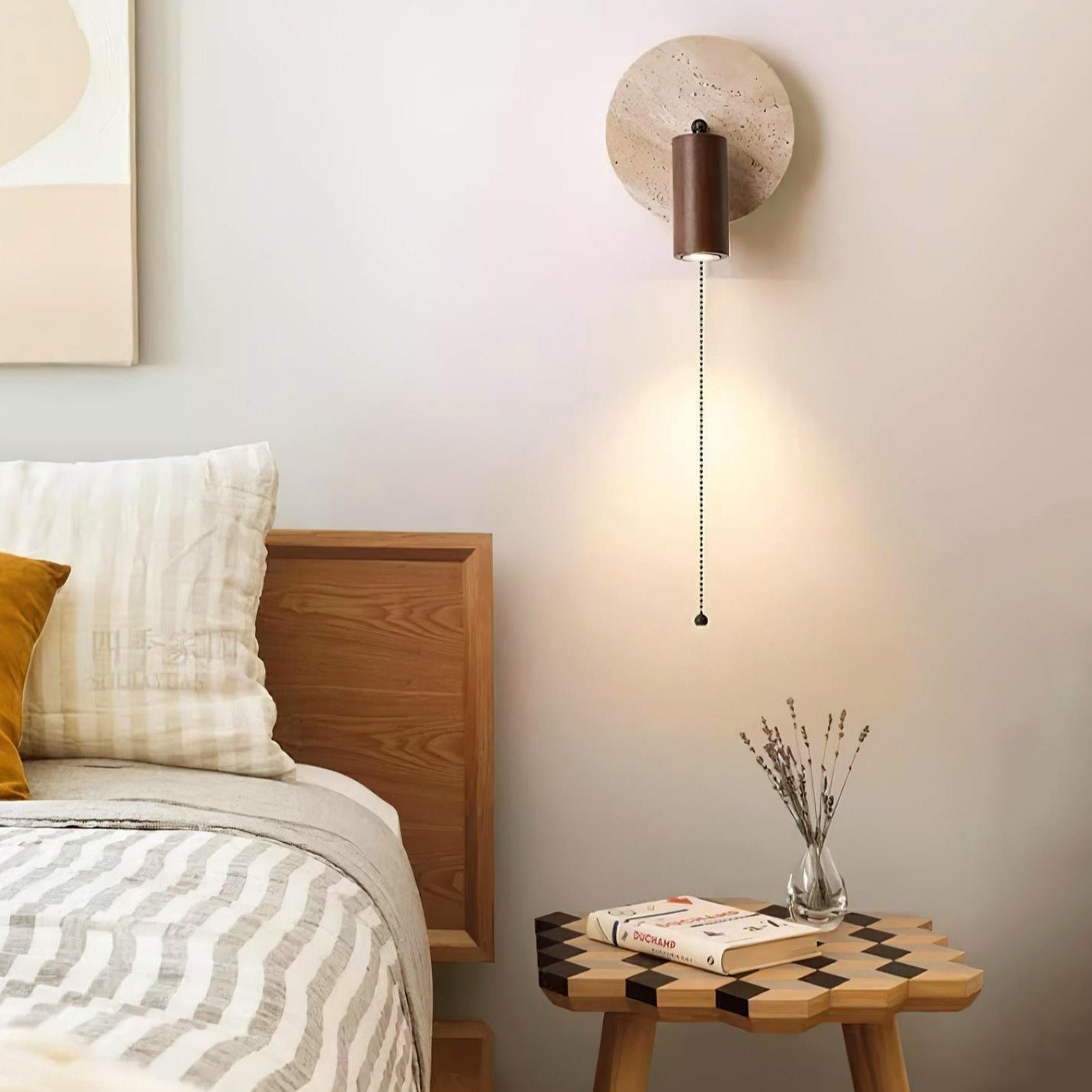 Travertine Modern Rotatable Bedside Wall Light
