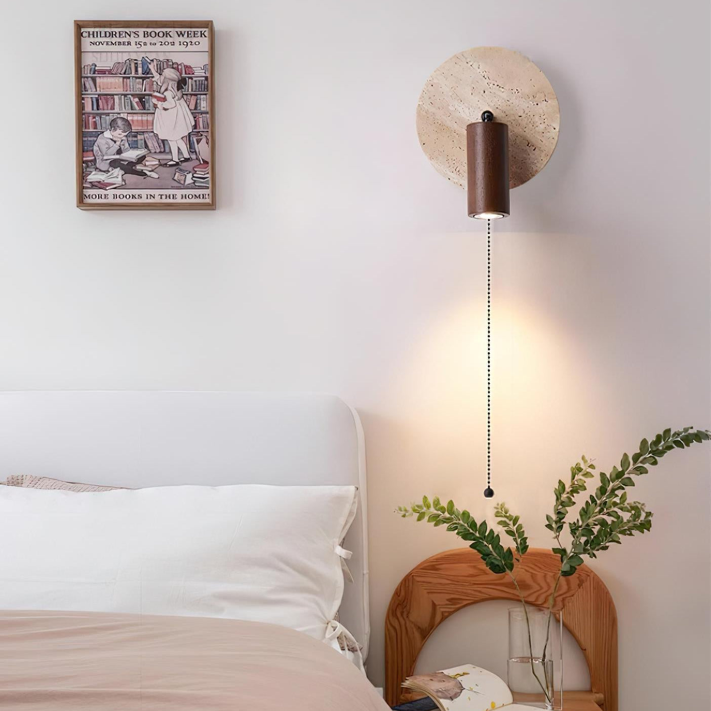 Travertine Modern Rotatable Bedside Wall Light