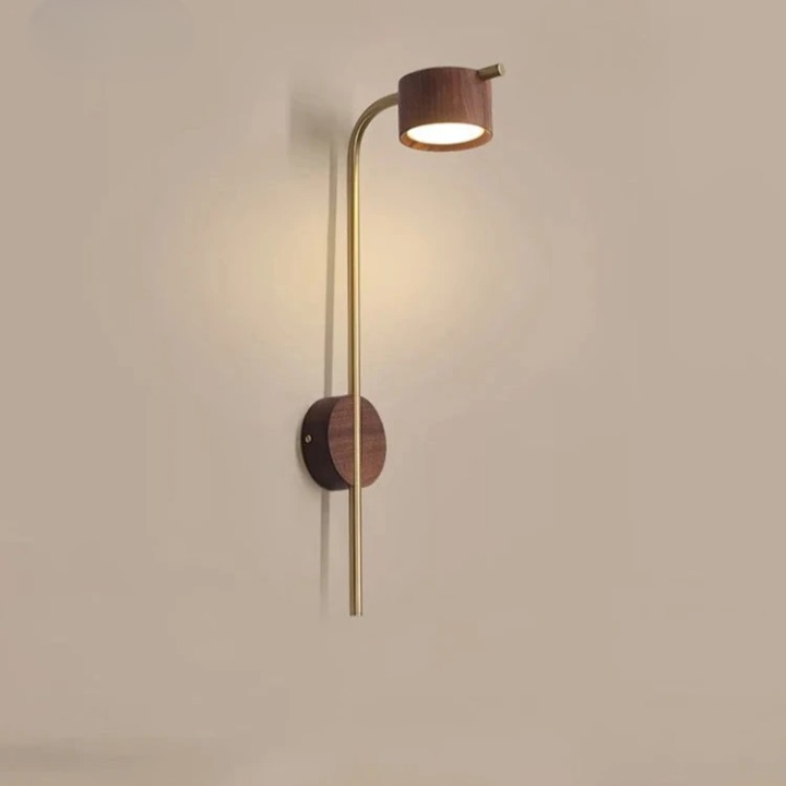 Wood Accent Bedside LED Wall Light