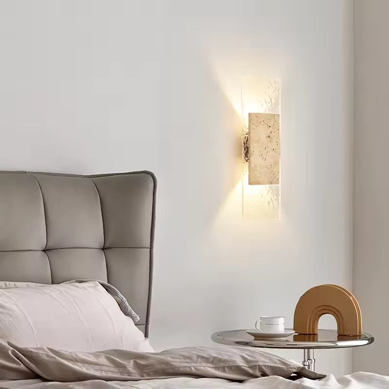 Amber Tranquility Travertine Wabi-Sabi Wall Lamp