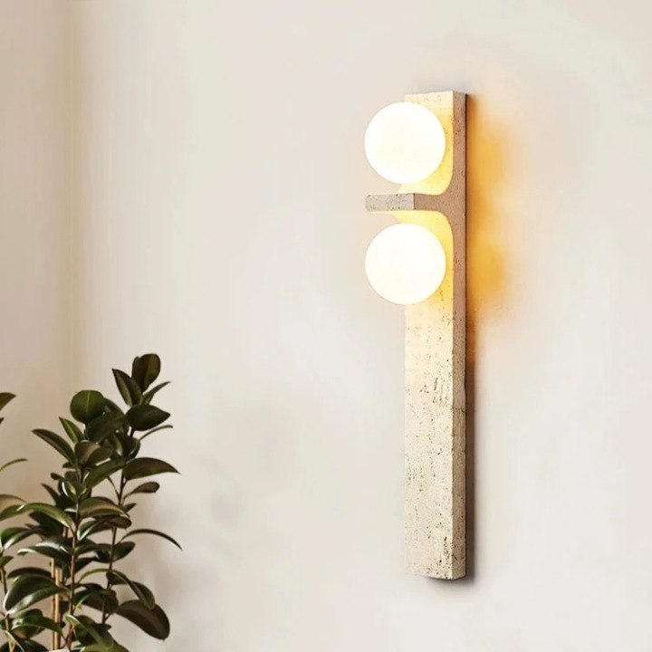 Long Strip Stone Travertine Wall Light