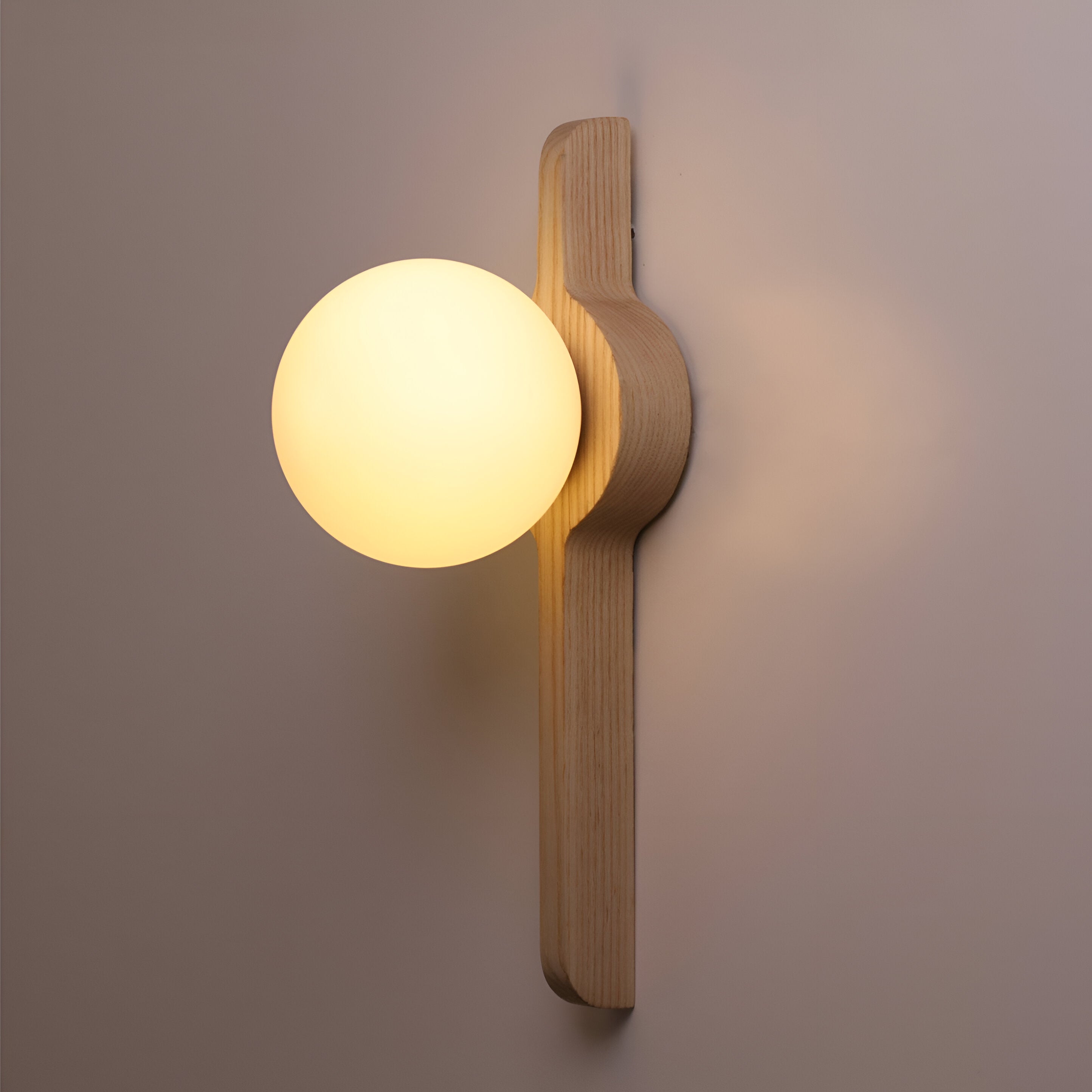 Thais Wood Nordic Glass Wall Light