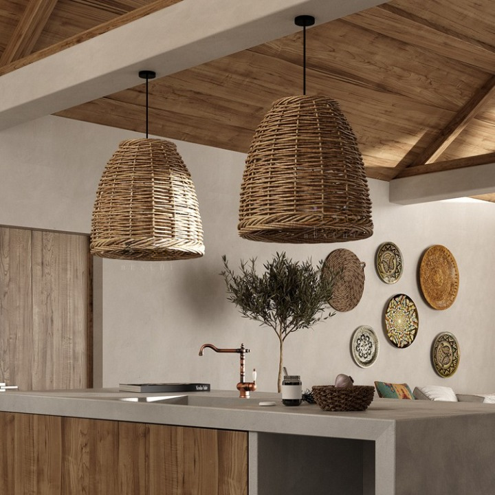Retro Handmade Bamboo Rattan Pendant Light