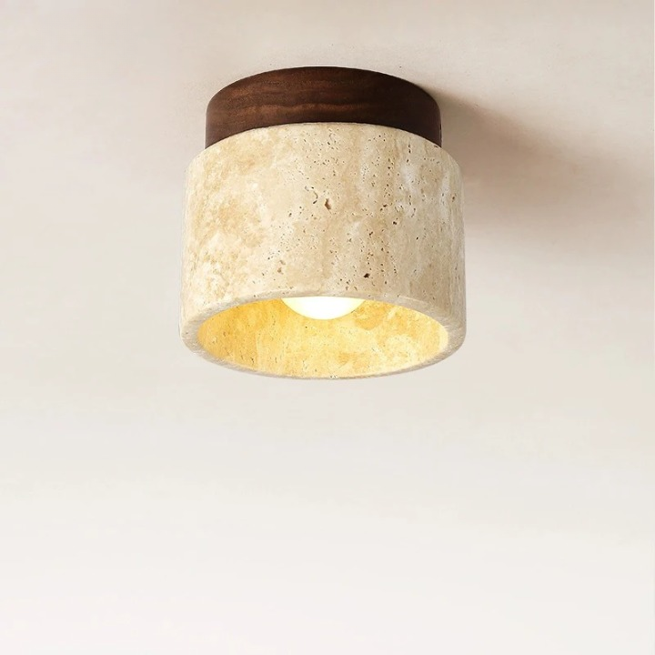 The Stone Travertine Japandi LED Ceiling Lamp