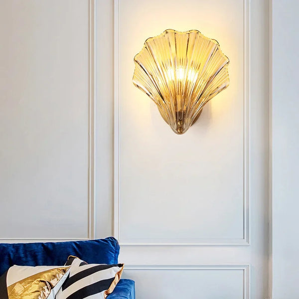 Art Brass Glass Seashell Wall Light