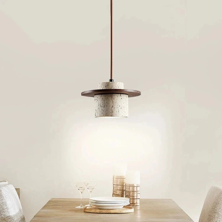 Japanese Style Vintage Travertine Pendant Light