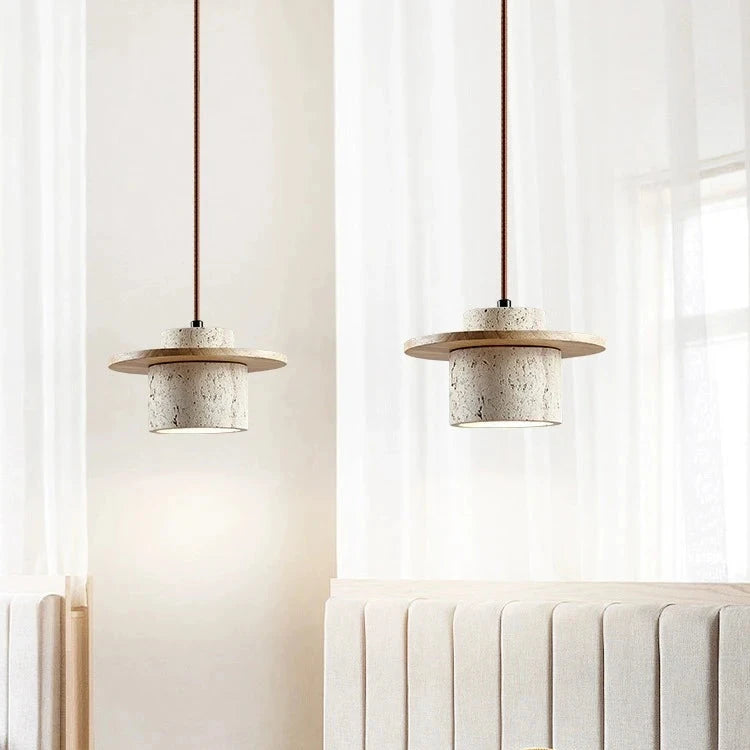 Japanese Style Vintage Travertine Pendant Light